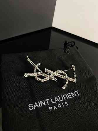 Брендовая брошь Cен Лоран / Saint Laurent, покрытие серебро 925 Одесса
