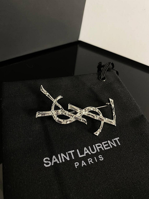Брендовая брошь Cен Лоран / Saint Laurent, покрытие серебро 925 Одесса - изображение 3