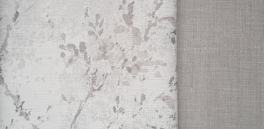 Шпалери вінілові на флізеліні AS creation Della Natura 1.06Х10 листя гілки розмите малюнок сірі на білому Київ - фото 5