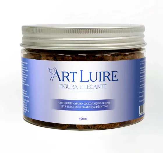 Солевой кофейно-шоколадный скраб для тела с разогревающим эффектом Art Luire, 400 мл Днепр