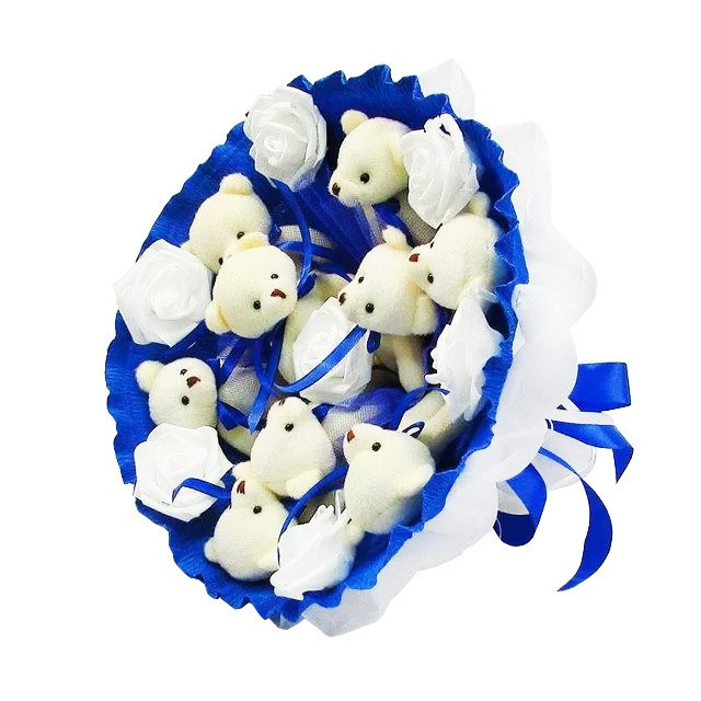 Букет з м'яких іграшок 9 ведмедиків 5339IT синій Вінниця - фото 5