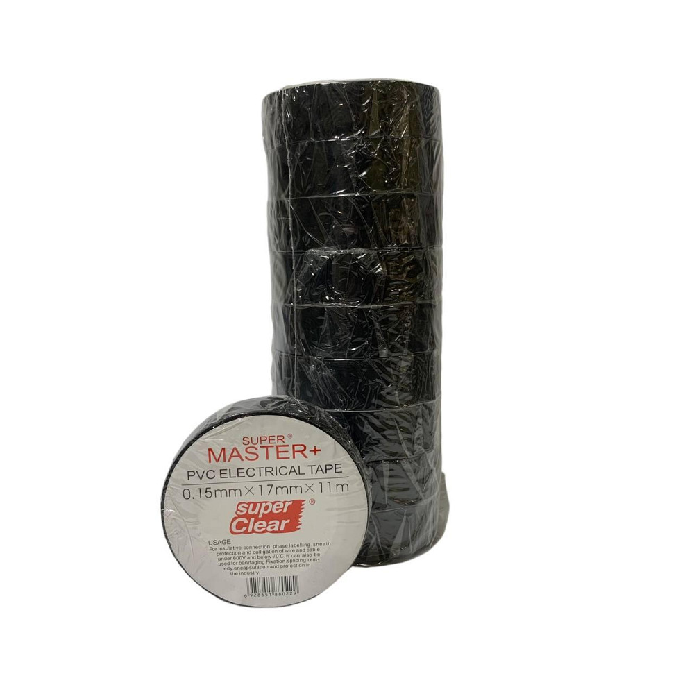 Изолента MASTER+ 0.15мм×17мм×11м — электроизоляционная лента, прочная, эластичная, термостойкая Харьков - изображение 3