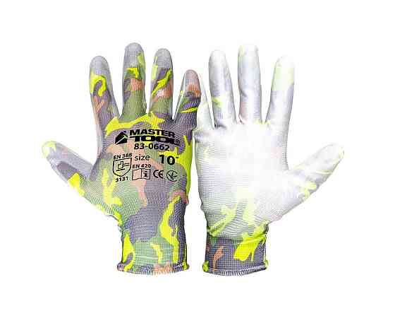 MASTERTOOL Рукавички безшовні трикотажні MASTERTOOL "Камуфляж" з поліуретановим покриттям долон Киев