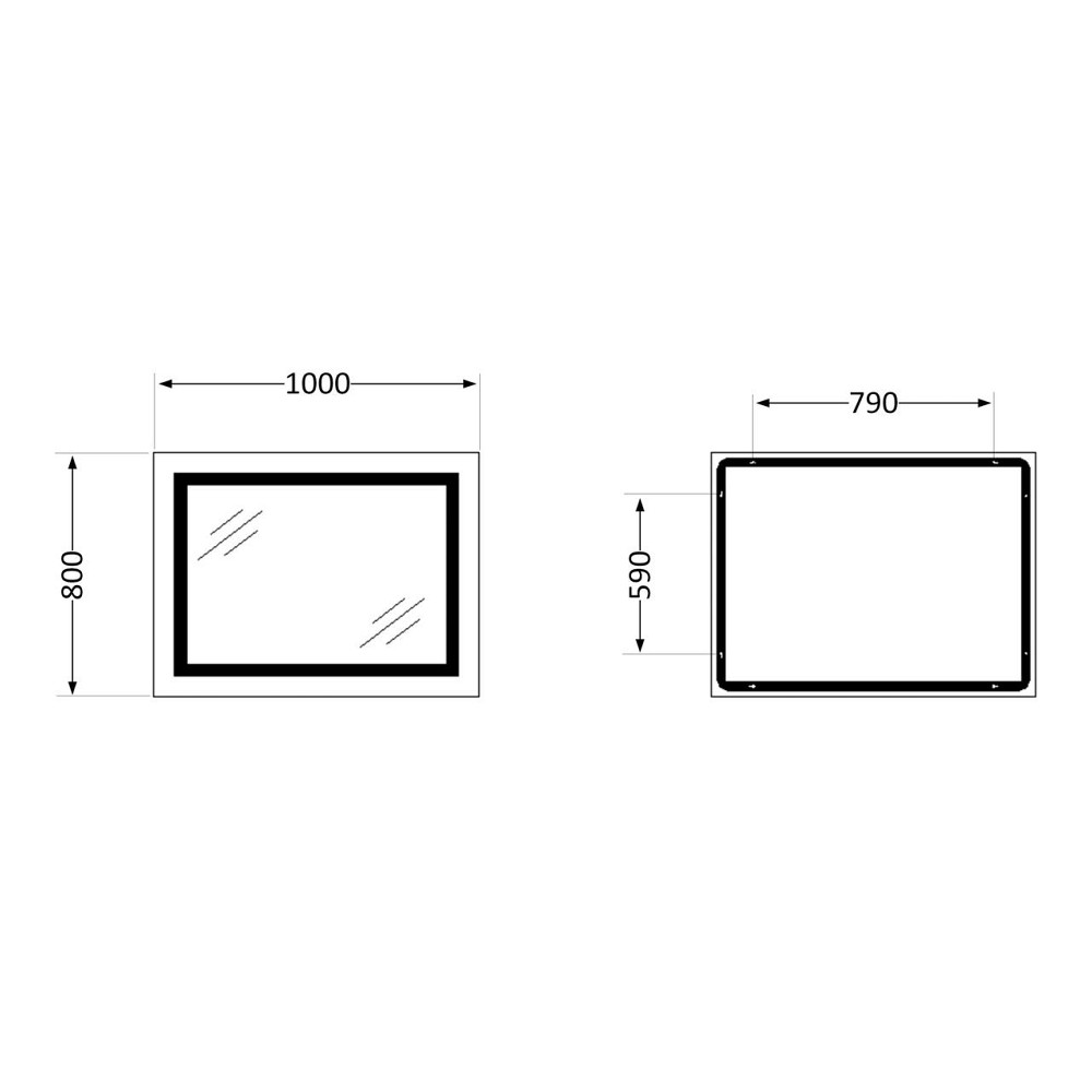 Зеркало Qtap Cardinal (CA1) 1000х800 с LED-подсветкой Touch, с антизапотеванием, с диммером, рег. темп. цвета (3000-6500K) Киев - изображение 2