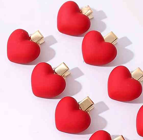 Набор заколок для волос 10 шт сердечки красные, клипсы декоративные для девочек Киев