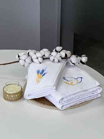 Комплект махрових рушників Ideal Textile 2 шт. з патріотичною вишивкою, 50*90+70*140, Узбекистан Чернівці