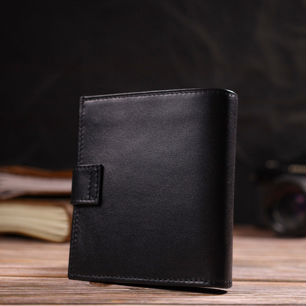 Модный мужской бумажник из натуральной гладкой кожи CANPELLINI 21727 Черный Киев - изображение 10