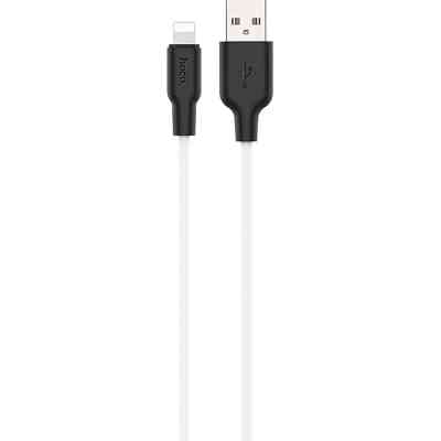 Дата кабель USB 2.0 AM to Lightning 1.0m 2.4A silicone X21 black+white HOCO (6931474711816) Вінниця