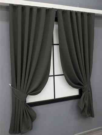 Комплект штор коротких VR-Textil Блэкаут Midnight № 1400ш 140х170 см 2 шт Темно-серый (35-0161) Киев