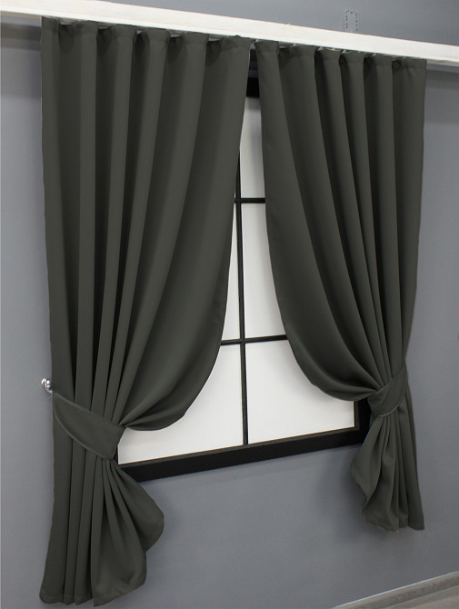 Комплект штор коротких VR-Textil Блэкаут Midnight № 1400ш 140х170 см 2 шт Темно-серый (35-0161) Киев - изображение 2