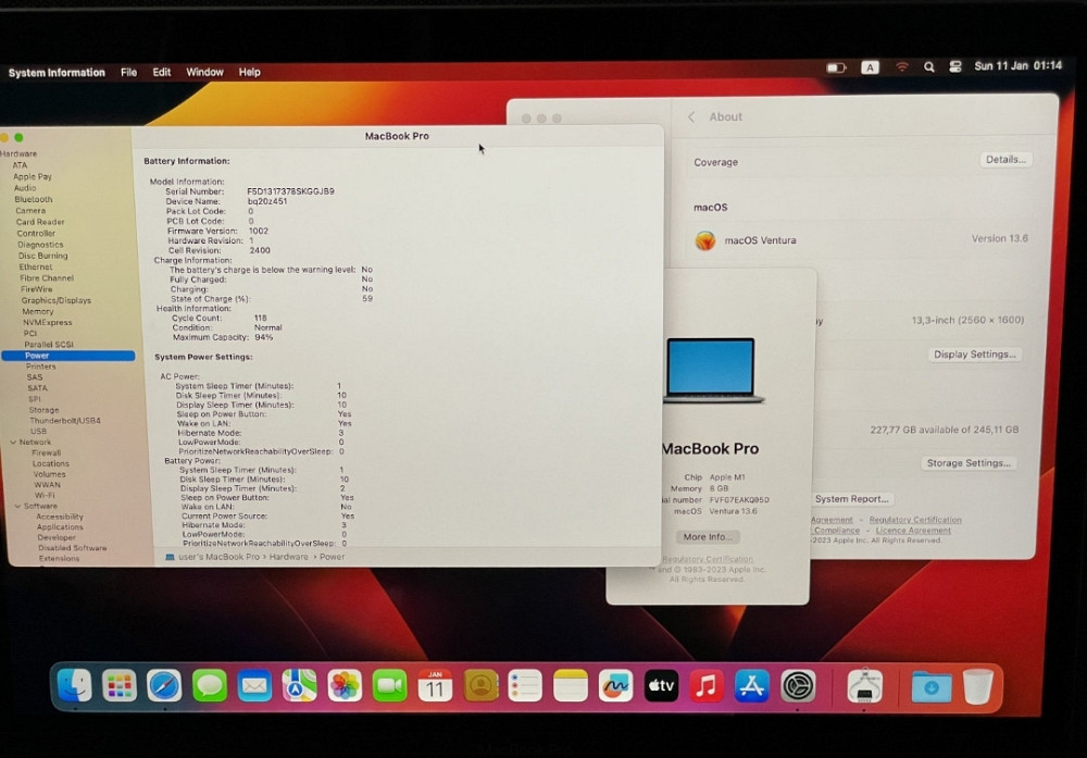 MacBook Pro A2338 M1 8gb 256Gb Акб 94% Харків - фото 3