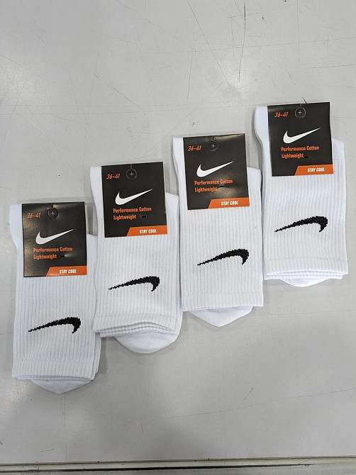 Набор высоких белых мужских хлопковых носков 12 штук Nike socks 12GQ Киев - изображение 3