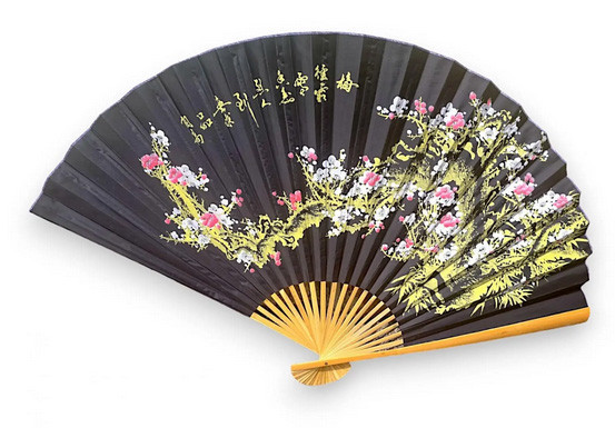 Віяло на стіну китайський чорний Сакура Київ - фото 1