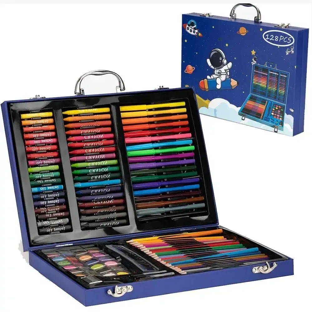 Набор для рисования в кейсе 128 предметов, Космонавт, Синий / Детский набор для творчества / Набор художника YU227 Коломыя - изображение 1