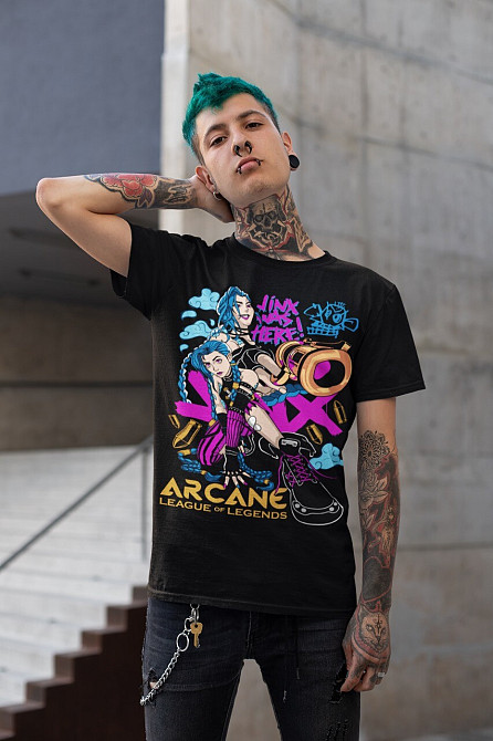 Футболка для мальчика аниме Джинкс Аркане Джапанесе Аниме оверсайз (рост от 165 до 180 ) Черний AnimeJ0078m Днепр - изображение 6