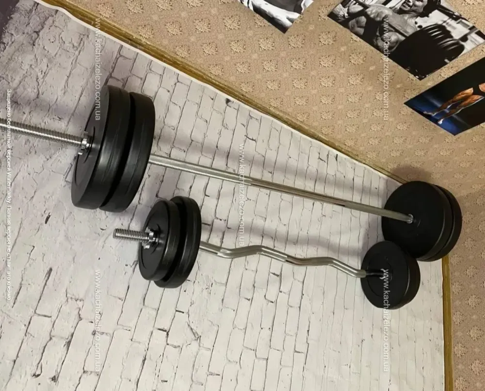 Лавка для жиму з партою Скотта + 4 грифа + блінів 130 кг Гантелі, гирі, штанги та диски АВС пластик комплект Київ - фото 6