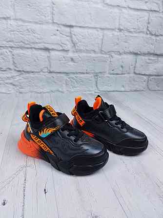 Детские демисезонные кроссовки хайтопы черно - оранжевые на флисе для мальчиков 27 Николаев