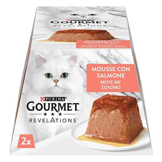 Вологий корм GOURMET Revelations для дорослих котів, мус з підливкою, що стікає, з лососем, 2x57 г Київ