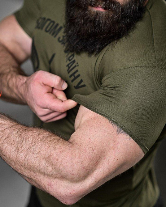 Футболка потоотводящая тактическая мужская з Богом за Украину олива 50 р Одесса - изображение 10