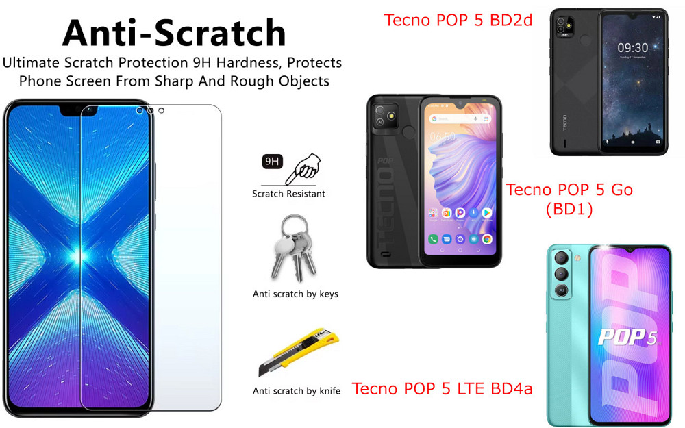 Защитное стекло NeoGlass для Tecno POP 5 BD2d, POP 5 Go (BD1), POP 5 LTE BD4a – ультрапрозрачное и устойчивое Киев - изображение 1