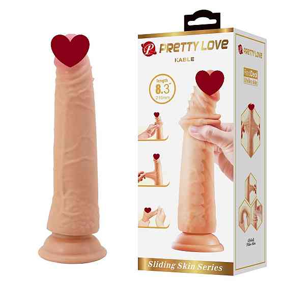 Фаллоимитатор реалистик, гибкий Pretty Love Kable с подвижной кожей, телесный, 21 х 3.7 см Sex Aura Киев