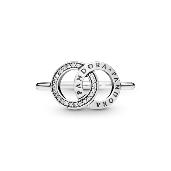 Срібна каблучка Пандора Подвійне Логотип 54 196326CZ MasterSem Київ