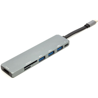 Концентратор USB 3.1 Type-C to USB Hub, HDMI, Card Reader (SD, micro SD) PowerPlant (CA912094) Вінниця - фото 1