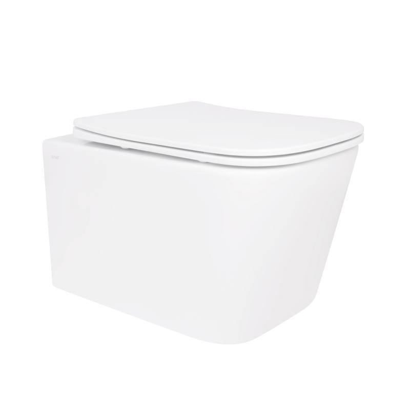 Унітаз підвісний Crow Rimless 485х340х330 мм, White, із сидінням Slim Duroplast/ Soft-close/Quick Release QT05335171RW Qtap Київ - фото 1