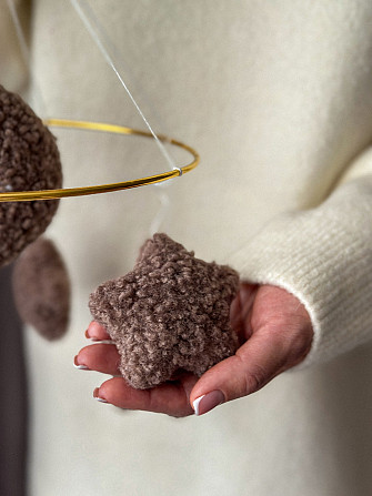Детский музыкальный мобиль на кроватку для младенцев WooolyWool «Звезды беж» с 35 мелодиями Киев - изображение 6