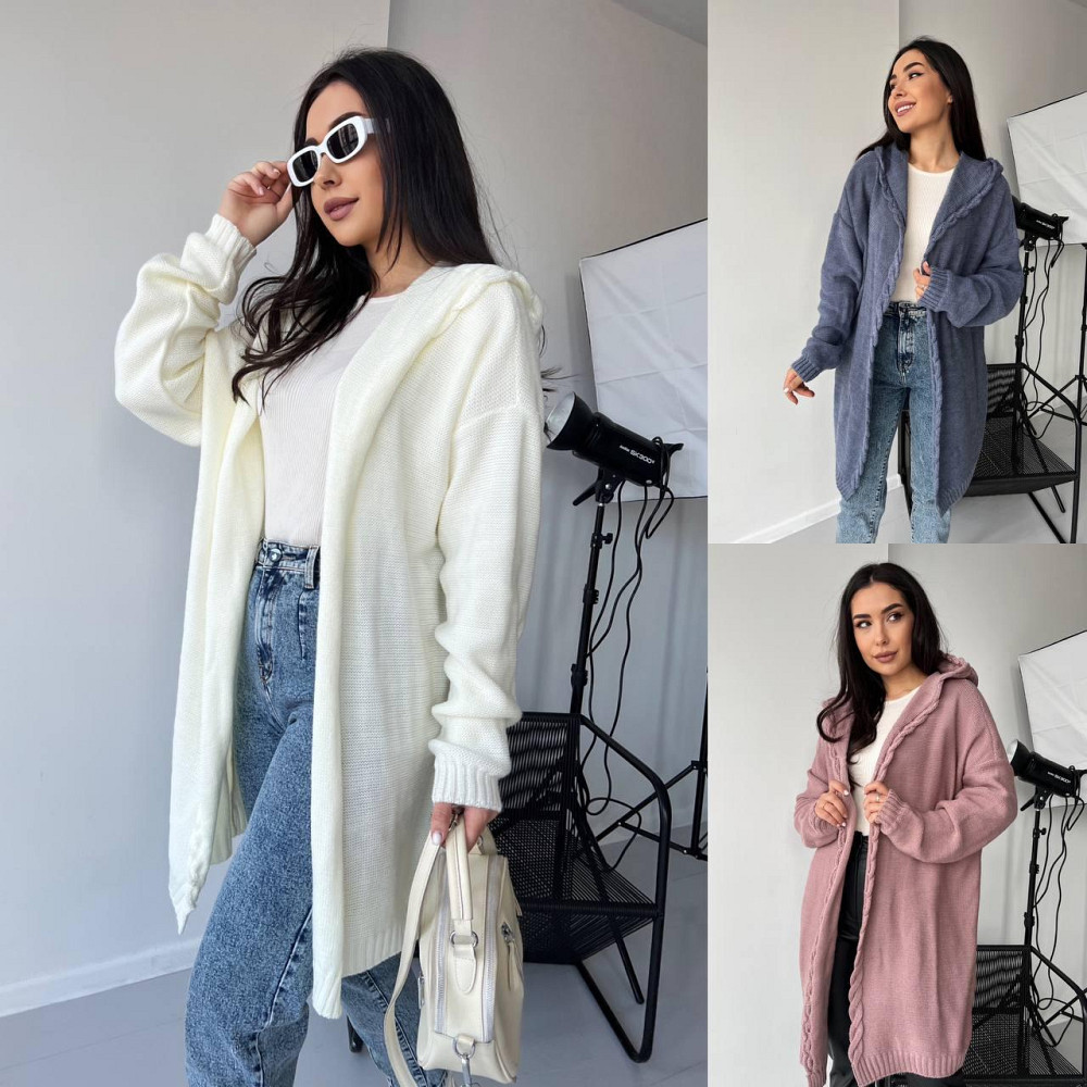 Женский модный вязаный кардиган с капюшоном. 44-54р. Киев - изображение 2