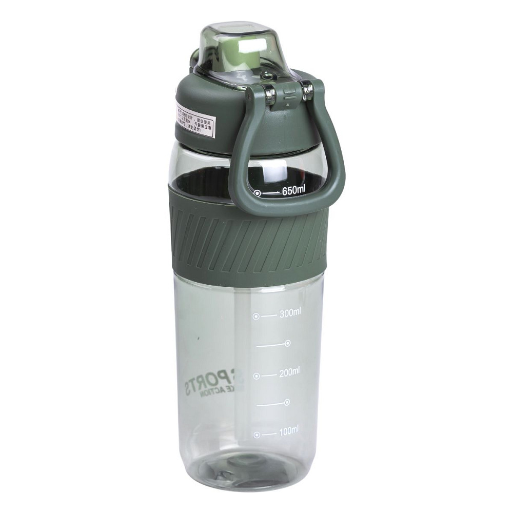 Yiwu Пляшка для води 600 мл пляшка в школу для тренувань із трубочкою та ручкою 22 см Зелена HP Киев - изображение 3