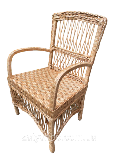 Стілець плетений з високою спинкою кавовий Київ - фото 1