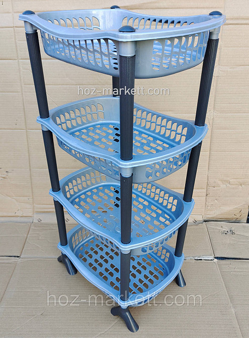 Полиця етажерка пластикова для ванної та кухні сіра Харків - фото 3