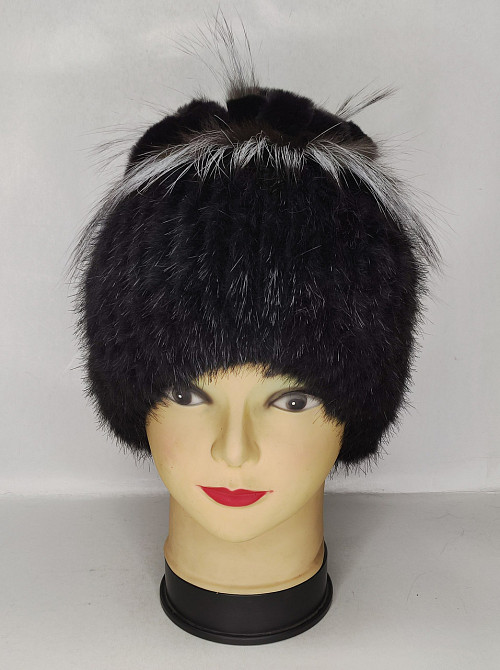 Шапка хутряна жіноча із чорнобуркою квіточка Роза Чорний Харків - фото 1