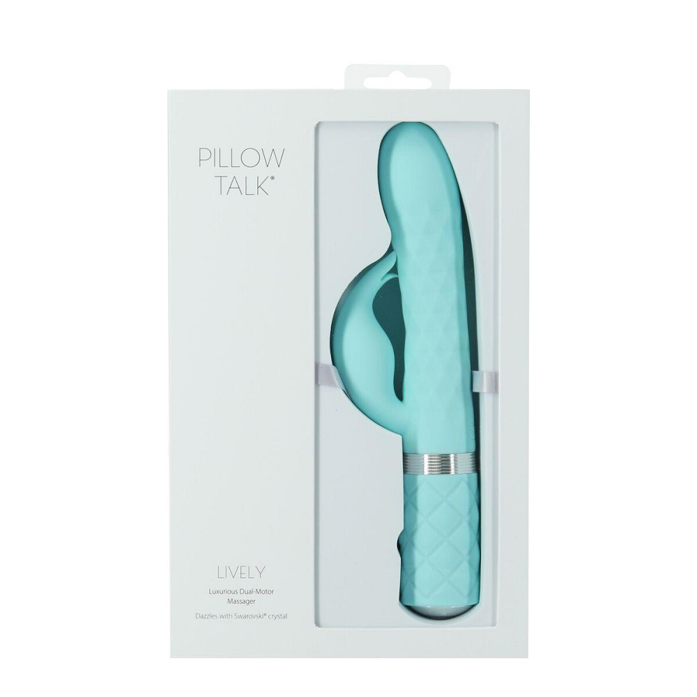 Роскошный кролик с ротацией и вибрацией Pillow Talk Lively, Teal, кристалл Сваровски, тройной отрост Sex Aura Киев - изображение 9