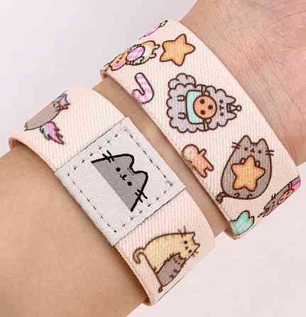 Браслет kawaii кот в стиле Пушин эластичный тканевый милый аксессуар на руку Киев