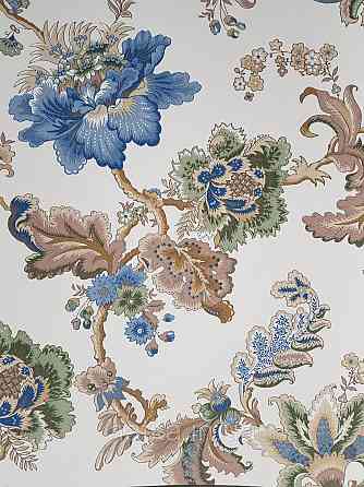 Шпалери флізелінові еко Rasch Sophia 0.53х10 рослинний принт квіти листя сині коричневі зелені на білому Київ