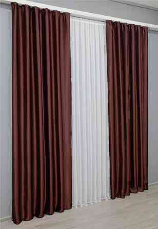 Комплект готовых штор VR-Textil Софт № 1444ш 135х270 см 2 шт Бордовый (39-015) Киев