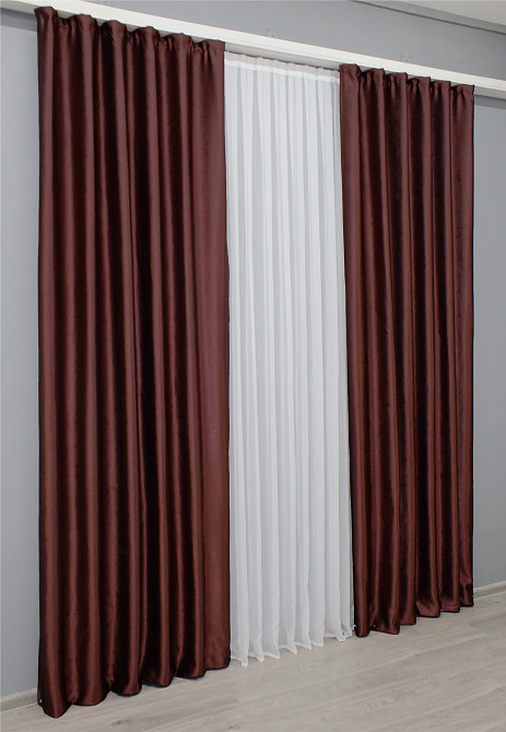 Комплект готовых штор VR-Textil Софт № 1444ш 135х270 см 2 шт Бордовый (39-015) Киев - изображение 4