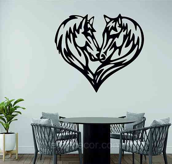 Декоративное настенное Панно «Кони», Декор на стену 70*62 см, Черный Киев