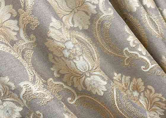 Комплект готових штор VR-Textil Льон Корона Марія № 1265ш Темно-сірий з золотистим 140х270 см 2 шт (39-904) Київ