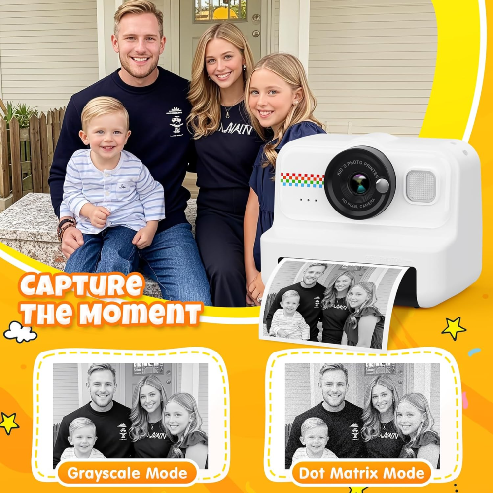 Дитячий фотоапарат миттєвого друку HiMont KC02 Pink — Цифрова селфі-камера 1080P, карта 32 ГБ, 3 рулони паперу, ігри Київ - фото 4