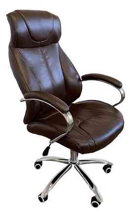 Офисное кресло руководителя Tehforward Solomon хром Anyfix Темно-Коричневый Киев