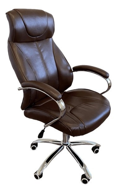 Офисное кресло руководителя Tehforward Solomon хром Anyfix Темно-Коричневый Киев - изображение 1