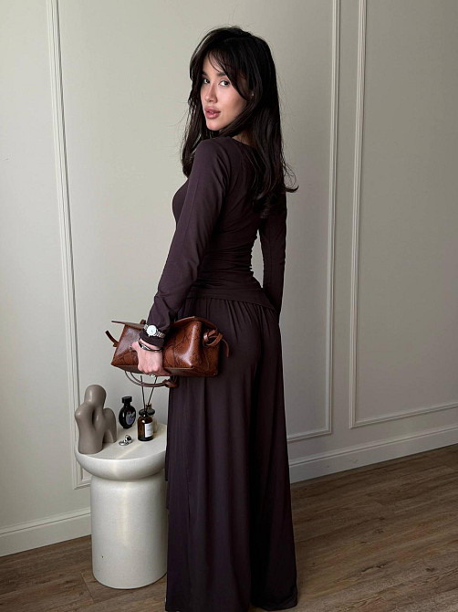 Женский стильный трендовый костюм двойка из вискозы Шоколад, 42/44 Одесса - изображение 5