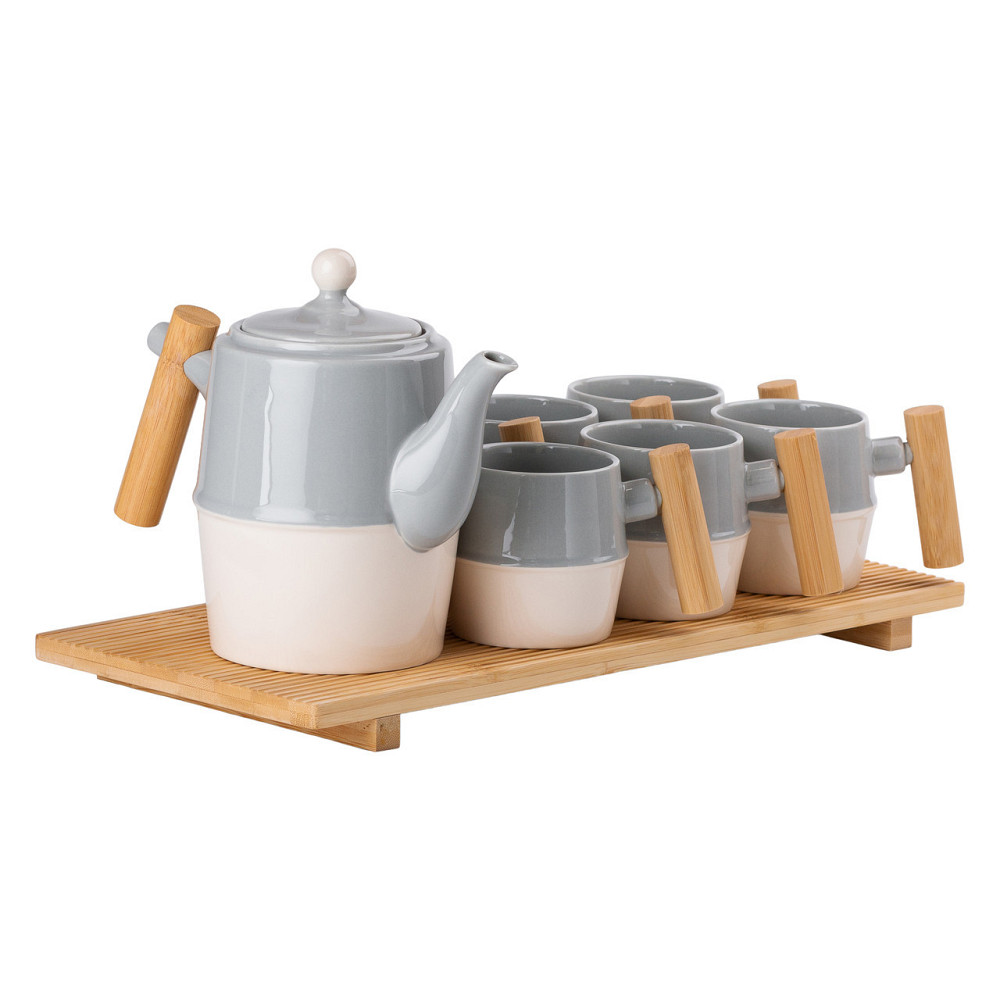 Чайний сервіз на 6 персон з бамбуковою підставкою сірий HP-15-22 Київ - фото 5