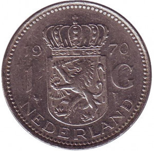 Монета 1 гульден. 1970 год, Нидерланды. Полтава - фото 1