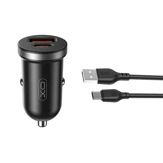 Автомобільний зарядний пристрій XO CC56 Plastic mini 30W+ Type-c кабель чорний Львів