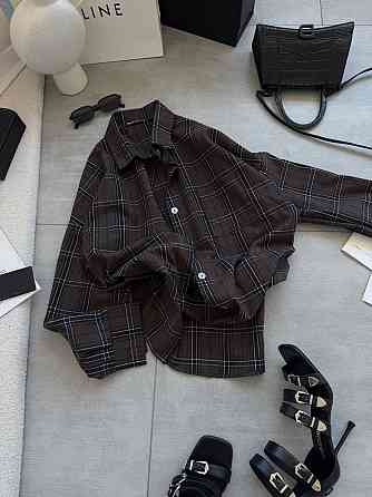Женская стильная оверсайз рубашка в клетку фланель 100% коттон Шоколад 2 Одесса