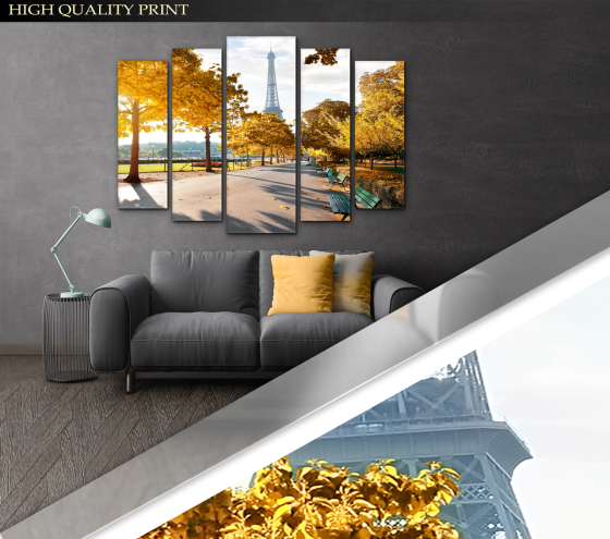Модульна картина Париж Осінь Art-342_5 ( 80х118см ) Київ